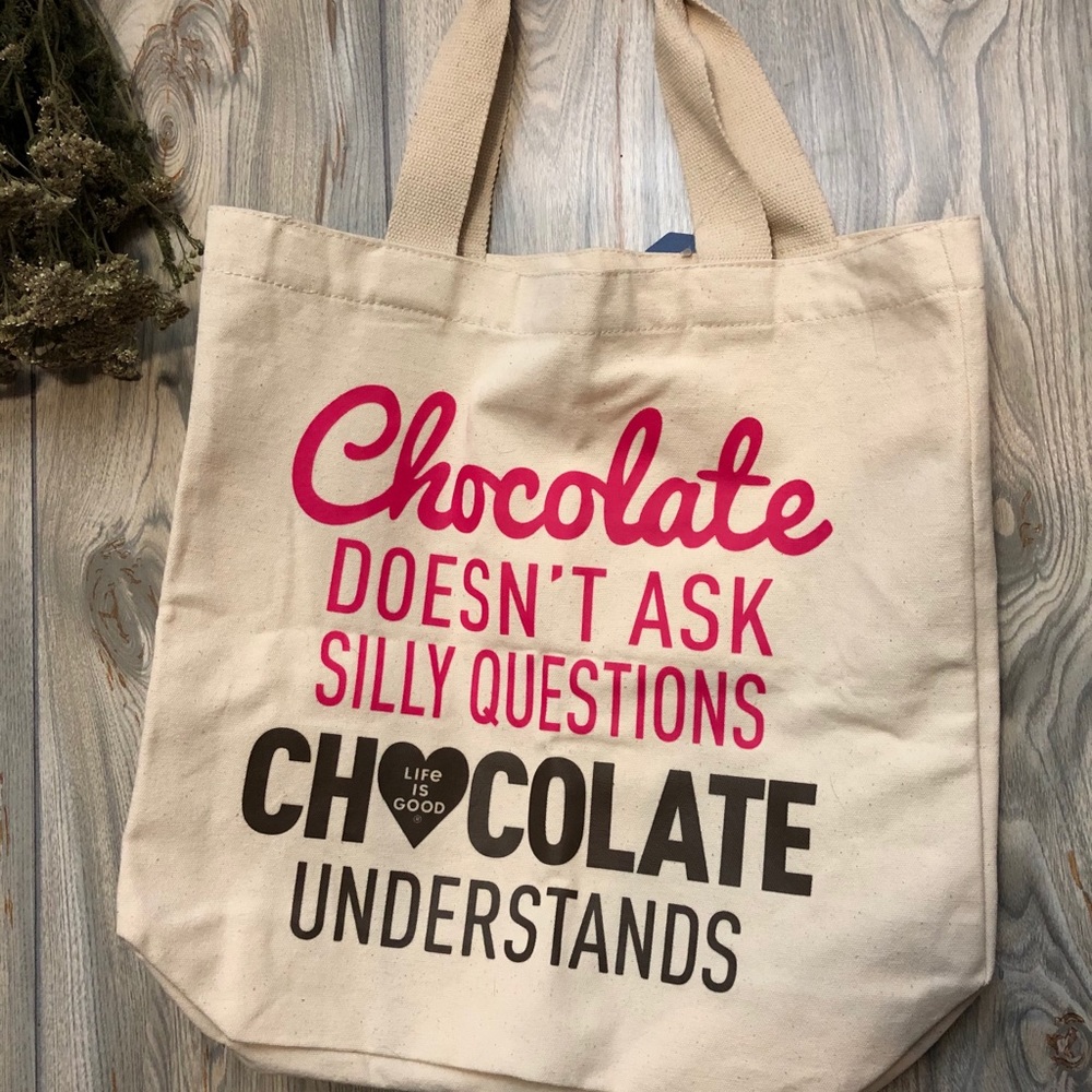 Life is Good chocolate tote NWT